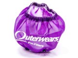 Breather Wrap - Pre Filter - Round - 3 in Diameter - 2.5 in Tall - Outerwears Logo - Polyester - Purple - Shielded Breathers - Each thumbnail 1