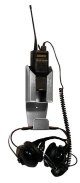 Radio Hanger - Wall Mount - Radio / Headset Compartments - 3.5 x 8.5 x 1.75 in - Aluminum - Natural - Each thumbnail 1
