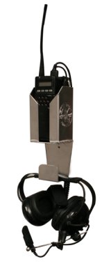 Radio Hanger - Wall Mount - Radio / Headset Compartments - 3.5 x 9 x 2.5 in - Aluminum - Natural - Each thumbnail 1