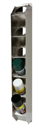 Aerosol Can Holder - Single Row - 5.25 in Deep - 30.25 in Tall - 6 Can Capacity - Aluminum - Natural - Each thumbnail 1