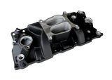Intake Manifold - Cyclone - Spread Bore - Dual Plane - Rectangle Port - Aluminum - Black Paint - Small Block Chevy - Each thumbnail 1