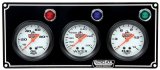Gauge Panel Assembly - Fuel Pressure / Oil Pressure / Water Temperature - 2-5/8 in Diameter - Silver Face - Warning Light - Kit thumbnail 1