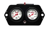 Gauge Panel Assembly - Extreme - Oil Pressure / Water Temperature - 2-5/8 in Diameter - White Face - Battery Powered - Aluminum - Black Anodized - Kit thumbnail 1