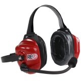 Headset - 25 db Noise-Canceling - Push to Talk Switch - Behind the Head - Plastic - Red - Each thumbnail 1