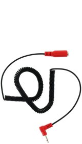 Headset Cable - 90 Degree - 1/8 in Female to 1/8 in Male Jack - Spiral Cord - Each thumbnail 1