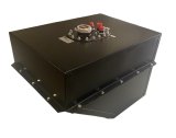 Fuel Cell and Can - Circle Track - Wedge - 20 gal - 24.5 in x 18 in x 16.5 in Tall - 10 AN Male Outlet - 8 AN Male Return - 8 AN Male Vent - Foam - Steel - Black Powder Coat - Each thumbnail 1