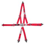 Harness - Junior Dragster - 5 Point - Latch and Link - SFI 16.1 - Pull Down Adjust - Bolt-In - V-Type Harness - Red - Kit thumbnail 1