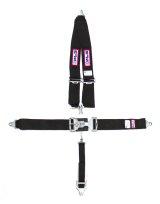 Harness - 5 Point - Latch and Link - SFI 16.1 - 64 in Length - Pull Down Adjust - Bolt-In - V-Type Harness - Black - Kit thumbnail 1