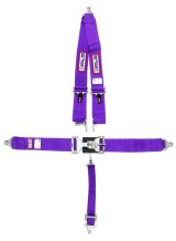 Harness - 5 Point - Latch and Link - SFI 16.1 - 64 in Length - Pull Down Adjust - Bolt-In - V-Type Harness - Purple - Kit thumbnail 1