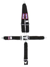 Harness - 5 Point - Latch and Link - SFI 16.1 - 64 in Length - Pull Down Adjust - Bolt-In - V-Type Harness - Black - Kit thumbnail 1