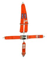 Harness - 5 Point - Latch and Link - SFI 16.1 - 64 in Length - Pull Down Adjust - Bolt-In - V-Type Harness - Orange - Kit thumbnail 1