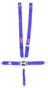 Harness - 5 Point - Latch and Link - SFI 16.1 - 64 in Length - Pull Down Adjust - Bolt-In / Wrap Around - Individual Harness - Blue - Kit thumbnail 1