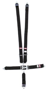 Harness - 5 Point - Latch and Link - SFI 16.1 - 64 in Length - Pull Down Adjust - Bolt-In / Wrap Around - Individual Harness - Black - Kit thumbnail 1
