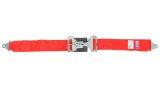 Lap Belt - Latch and Link - SFI 16.1 - 64 in Length - 3 in Width - Pull Down Adjust - Bolt-In - Red - Each thumbnail 1