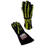 Driving Gloves - Skeleton - SFI 3.3/1 - Single Layer - Nomex - Black / Yellow - X-Large - Pair thumbnail 1