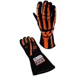 Driving Gloves - Skeleton - SFI 3.3/5 - Double Layer - Nomex - Black / Orange - Medium - Pair thumbnail 1