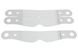 Helmet Shield Tear Off - Perimeter Seal - 2 mm Thick - 11.5 in Center to Center - Nose Notch - Plastic - Clear - Simpson Helmets - Set of 30 thumbnail 1