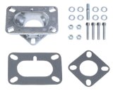 Carburetor Adapter - 1.625 in Thick - Open - Rochester 2-Barrel to 1 Barrel - Gaskets / Hardware Included - Aluminum - Natural - Each thumbnail 1