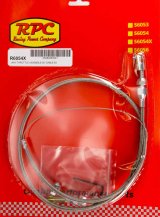 Throttle Cable - 3 ft Long - Hardware Included - Braided Stainless - Universal - Natural - Each thumbnail 1