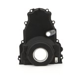 Timing Cover - 1-Piece - Cam Sensor - Aluminum - Black Paint - GM LS-Series - Each thumbnail 1