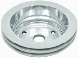 Crankshaft Pulley - V-Belt - 2 Groove - 6.6 in Diameter - Aluminum - Polished - Long Water Pump - Small Block Chevy - Each thumbnail 1