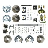 Brake System - Disc Conversion - Front / Rear - 1 Piston Caliper - 11.00 in Solid Rotors - Offset Hat - Iron - Natural - Chevy Fullsize Car 1955-57 - Kit thumbnail 1