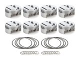 Piston - AutoTec - Forged - Dome - 4.155 in Bore - 1.5 x 1.5 x 3.0 mm Ring Grooves - Plus 3.80 cc - Small Block Chevy - Set of 8 thumbnail 1