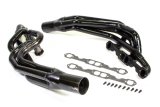 Headers - Conventional Crossover - 1.75 to 1.875 in Primary - 3.5 in Collector - Gaskets / Hardware Included - Steel - Black Paint - Small Block Chevy - Pair thumbnail 1