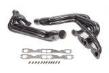 Headers - Conventional Crossover - 1.625 to 1.75 in Primary - 3 in Collector - Gaskets / Hardware Included - Steel - Black Paint - Small Block Chevy - Pair thumbnail 1
