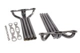 Headers - Demolition Derby - 1.625 in Primary - Exits Through Hood - Gaskets / Hardware Included - Steel - Black Paint - Small Block Chevy - Pair thumbnail 1