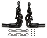 Headers - IMCA-UMP Stock Car - 1.75 to 1.875 in Primary - 3.5 in Collector - Gaskets / Hardware Included - Steel - Black Paint - Small Block Chevy - Pair thumbnail 1