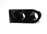 Exhaust Shield - Tail Pipe Saver - 3.5 in Diameter - Dual 45 Degree Outlet - Aluminum - Black Powder Coat - Each thumbnail 1