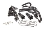 Headers - 180 Degree Crossover - 1.75 in Primary - 3.5 in Collector - Gaskets / Hardware Included - Steel - Black Paint - Small Block Chevy - Kit thumbnail 1