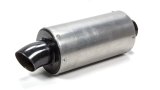 Muffler - Micro / Mini - 1.75 in Center Inlet - 2.125 in Center Outlet - 7 x 4 in Round Body - 12 in Long - Aluminum - Black Paint - Each thumbnail 1