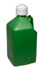 Utility Jug - 5 gal - 9.5 x 9.5 x 21.75 in Tall - Gasket Seal Cap - Flip-Up Vent - Square - Plastic - Green - Each thumbnail 1