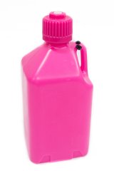 Utility Jug - 5 gal - 9.5 x 9.5 x 21.75 in Tall - Gasket Seal Cap - Flip-Up Vent - Square - Plastic - Glow Pink - Each thumbnail 1