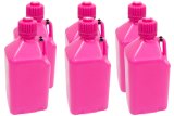 Utility Jug - 5 gal - 9.5 x 9.5 x 21.75 in Tall - Gasket Seal Cap - Flip-Up Vent - Square - Plastic - Glow Pink - Set of 6 thumbnail 1