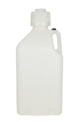 Utility Jug - 5 gal - 9.5 x 9.5 x 21.75 in Tall - Gasket Seal Cap - Flip-Up Vent - Square - Plastic - White - Each thumbnail 1