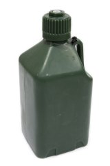 Utility Jug - 5 gal - 9.5 x 9.5 x 21.75 in Tall - Gasket Seal Cap - Flip-Up Vent - Square - Plastic - Green - Potable Water - Each thumbnail 1