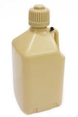 Utility Jug - 5 gal - 9.5 x 9.5 x 21.75 in Tall - Gasket Seal Cap - Flip-Up Vent - Square - Plastic - Tan - Potable Water - Each thumbnail 1