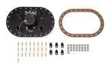 Fuel Cell Filler Plate - Twist-On Cap - Straight Neck - 24-Bolt Flange - 10 AN Outlet - 8 AN Return - 6 AN Vent - Aluminum - Black Anodized - Kit thumbnail 1