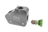 Oil Cooler Adapter - HyperFlow - 22 mm x 1.50 Female Inlet - 22 mm x 1.50 Female Outlet - Aluminum - Silver Anodized - GM LS-Series - Each thumbnail 1