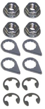 Nut - Locking - 8 mm x 1.25 Thread - Hex Head - Locking Clip - Steel - Nickel Plated - Set of 4 thumbnail 1