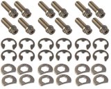 Header Bolt - Locking - 3/8-16 in Thread - 1 in Long - Hex Head - Steel - Nickel Plated - GM V6 / Small Block Chevy - Set of 12 thumbnail 1