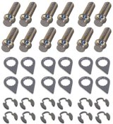 Header Bolt - Locking - 3/8-16 in Thread - 1 in Long - 12 Point Head - Steel - Nickel Plated - GM V6 / Small Block Chevy - Set of 12 thumbnail 1