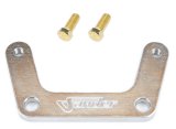 Brake Caliper Bracket - Front - Aluminum - Clear Anodized - 12.19 in Rotor - 4 in Lug Mount Calipers - Sprint Car Spindles - Each thumbnail 1