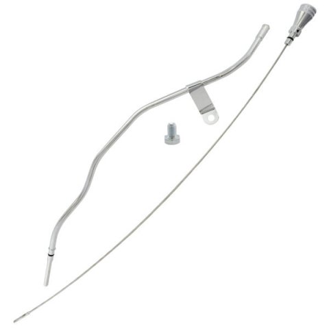 Engine Oil Dipstick - Solid Tube - Block Mount - Aluminum / Steel - Chrome - GM LS-Series - Each