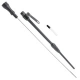 Engine Oil Dipstick - Flexible - Block Mount - Braided Stainless - Aluminum - Black Anodized - Small Block Chevy - Each thumbnail 1