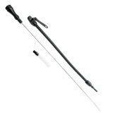Engine Oil Dipstick - Flexible - Block Mount - Braided Stainless - Aluminum - Black Anodized - GM LS-Series - Each thumbnail 1