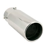 Exhaust Tip - Clamp-On - 2.0 / 2.50 / 3.0 in Inlet - 4 in Round Outlet - 10.125 in Long - Double Wall - Rolled Edge - Straight Edge - Stainless - Polished - Each thumbnail 1
